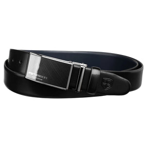 Vyriškas odinis diržas PTN, 2 sagtys, juodas/mėlynas C938