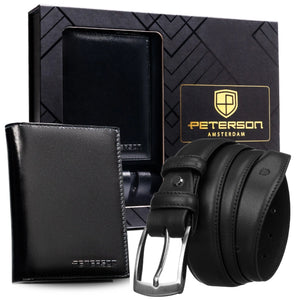 Juodas piniginės ir diržo rinkinys PTN I46