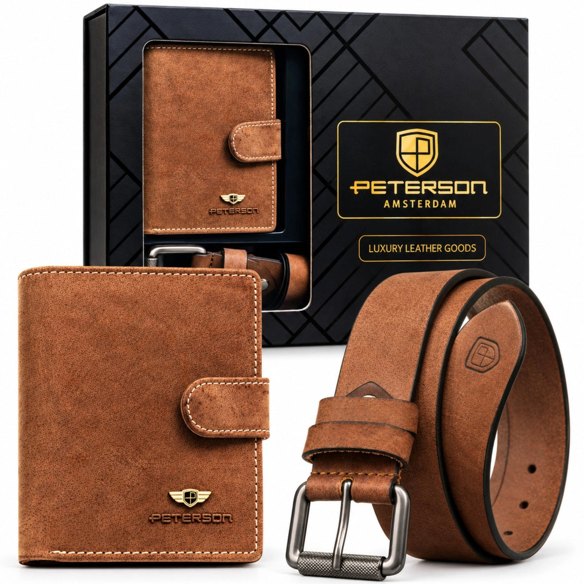 Rudas piniginės ir diržo rinkinys PTN V7