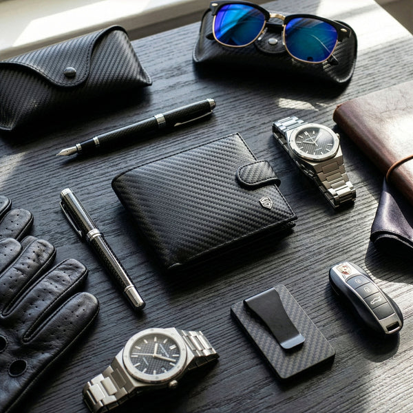 Vīriešu ādas maks Stevens 325A Carbon, melns S189