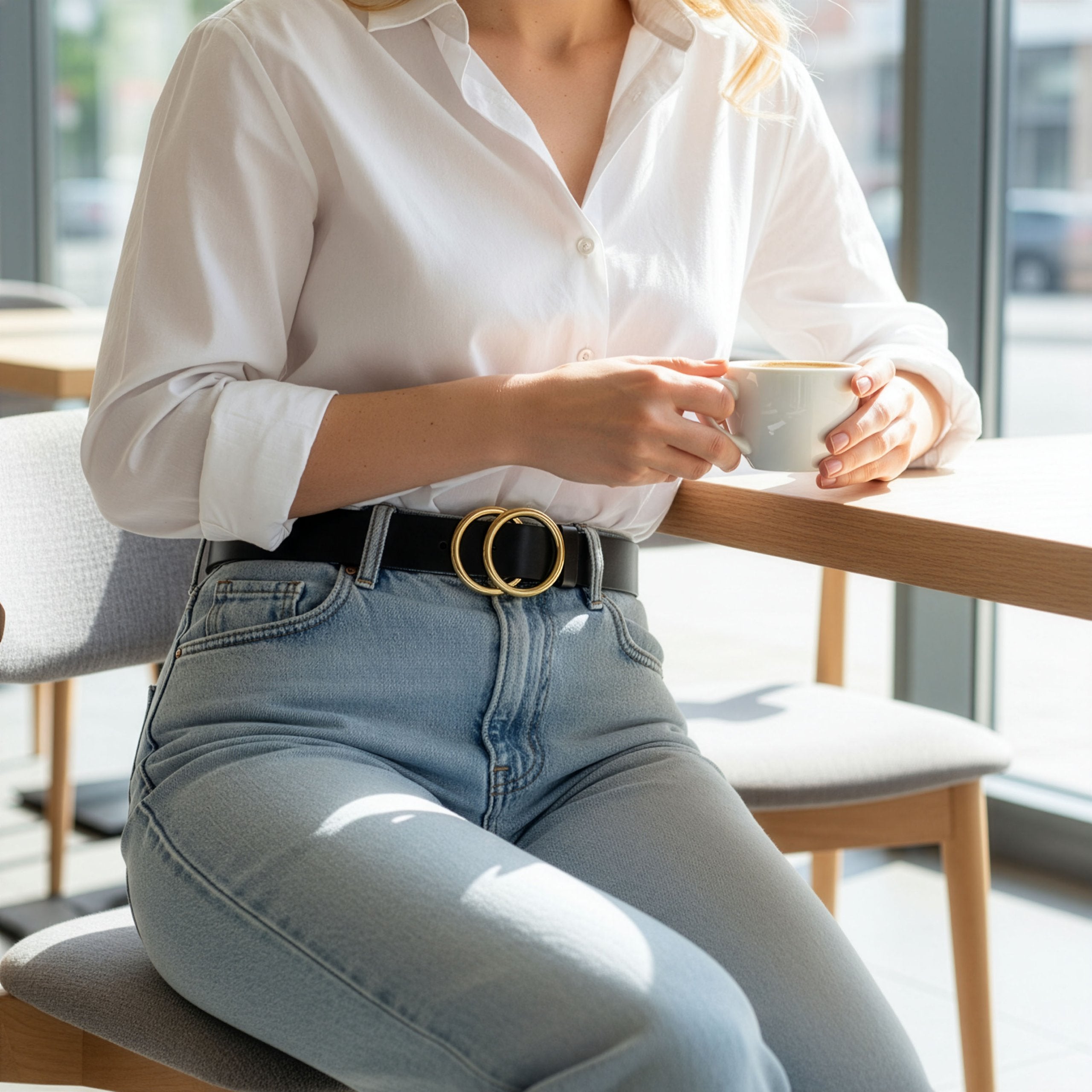 Sieviešu ādas josta Stevens, melna