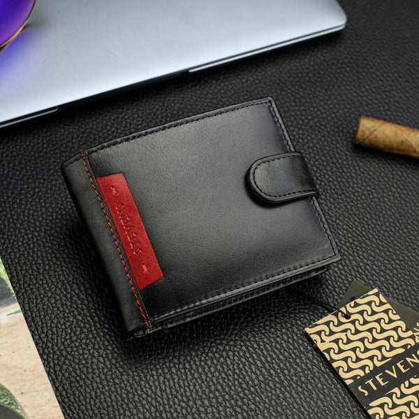 Vīriešu īstas ādas maks Stevens Z05-325A, melns N391