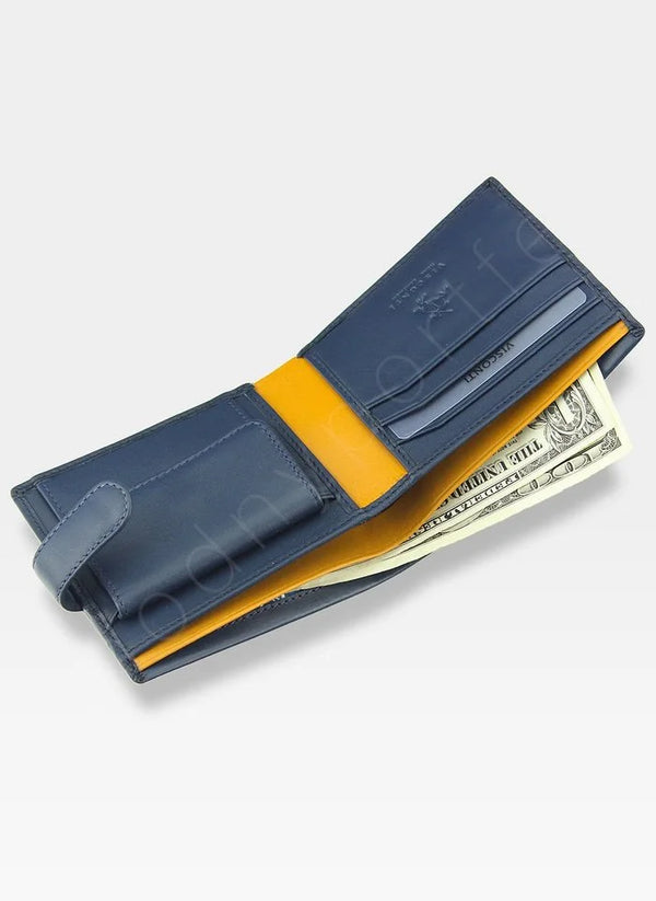 Vīriešu ādas maks Visconti PM-100, zils S167
