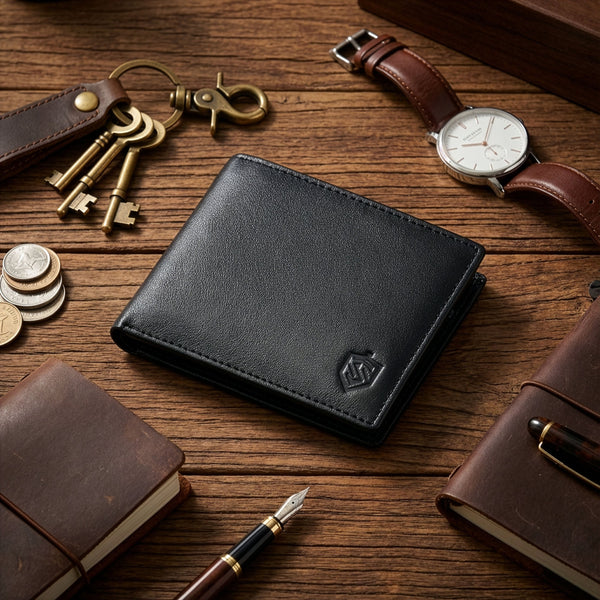 Īstas ādas vīriešu maks SLIM Stevens 84, melns S1033 