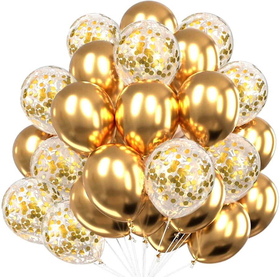 30 zelta baloni ar konfeti