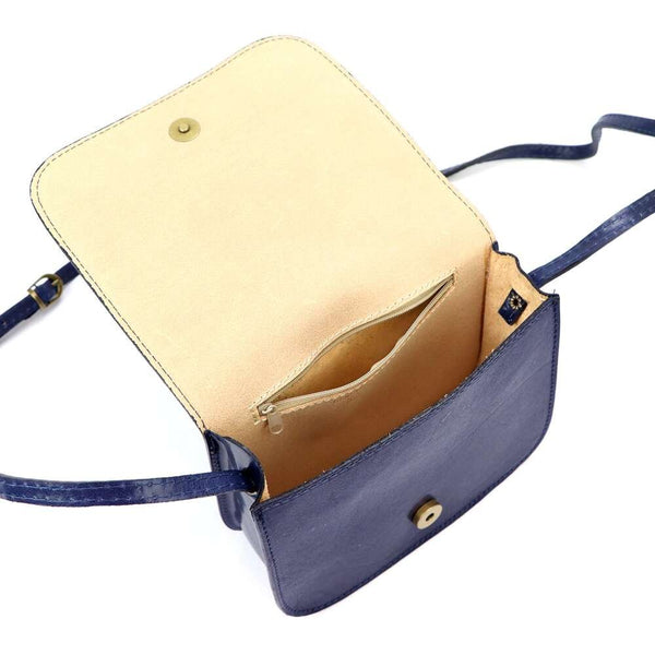 Florence 43 sieviešu dabīgās ādas soma "Crossbody", tumši zila