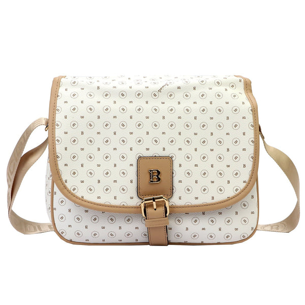 Moteriška crossbody rankinė Briciole 4023, balta‑smėlio, veganiška eko oda