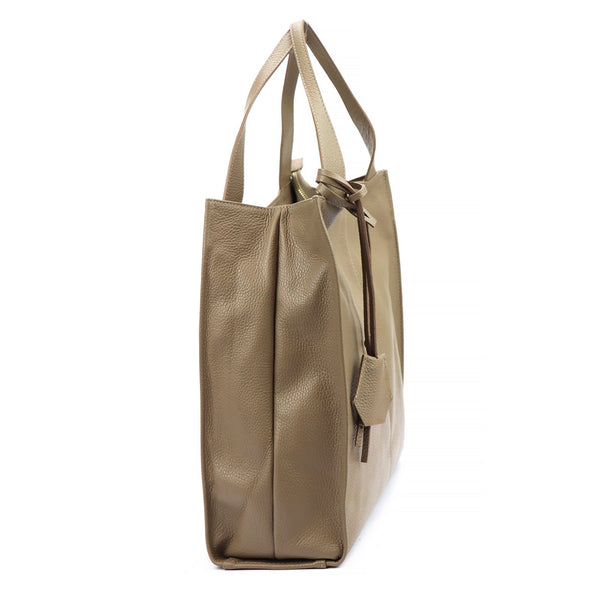 Moteriška didelė odinė shopper tipo rankinė Gregorio 1725, taupe, A4