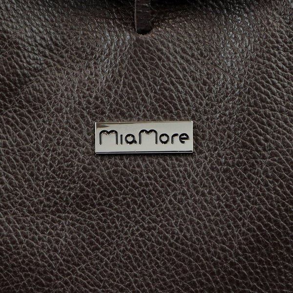 Moteriška didelė odinė shopper tipo rankinė MiaMore, tamsiai ruda, A4