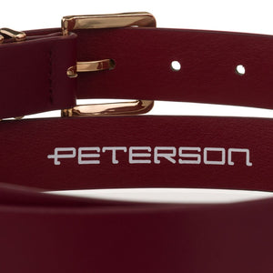 Moteriškas dirbtinės odos diržas Peterson, bordo, su auksine sagtimi D36045