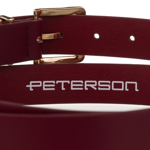 Moteriškas dirbtinės odos diržas Peterson, bordo, su auksine sagtimi D36045