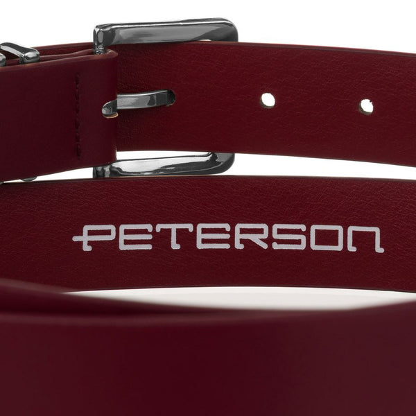 Moteriškas dirbtinės odos diržas Peterson, bordo, su sidabrine sagtimi D36112