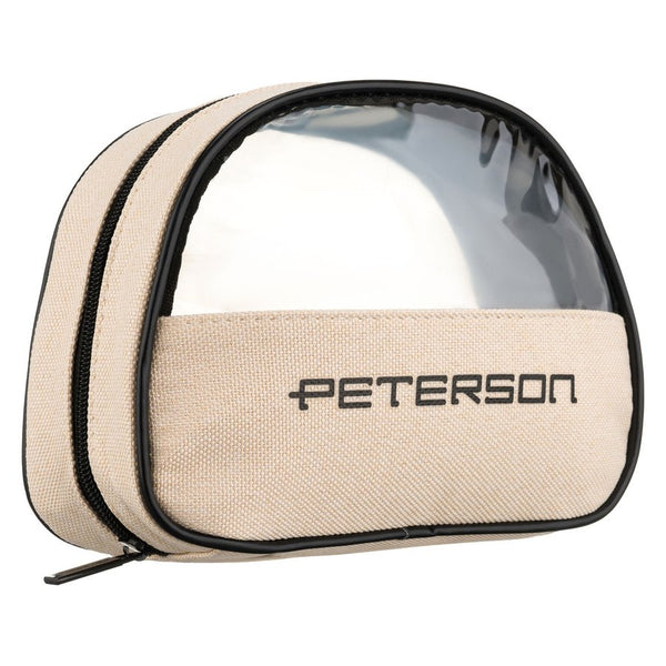 Sintetinio audinio kosmetinė su permatomu langeliu Peterson, smėlio ir juoda RT25