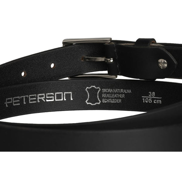Moteriškas odinis diržas Peterson, juodas, su sidabrine sagtimi D36648
