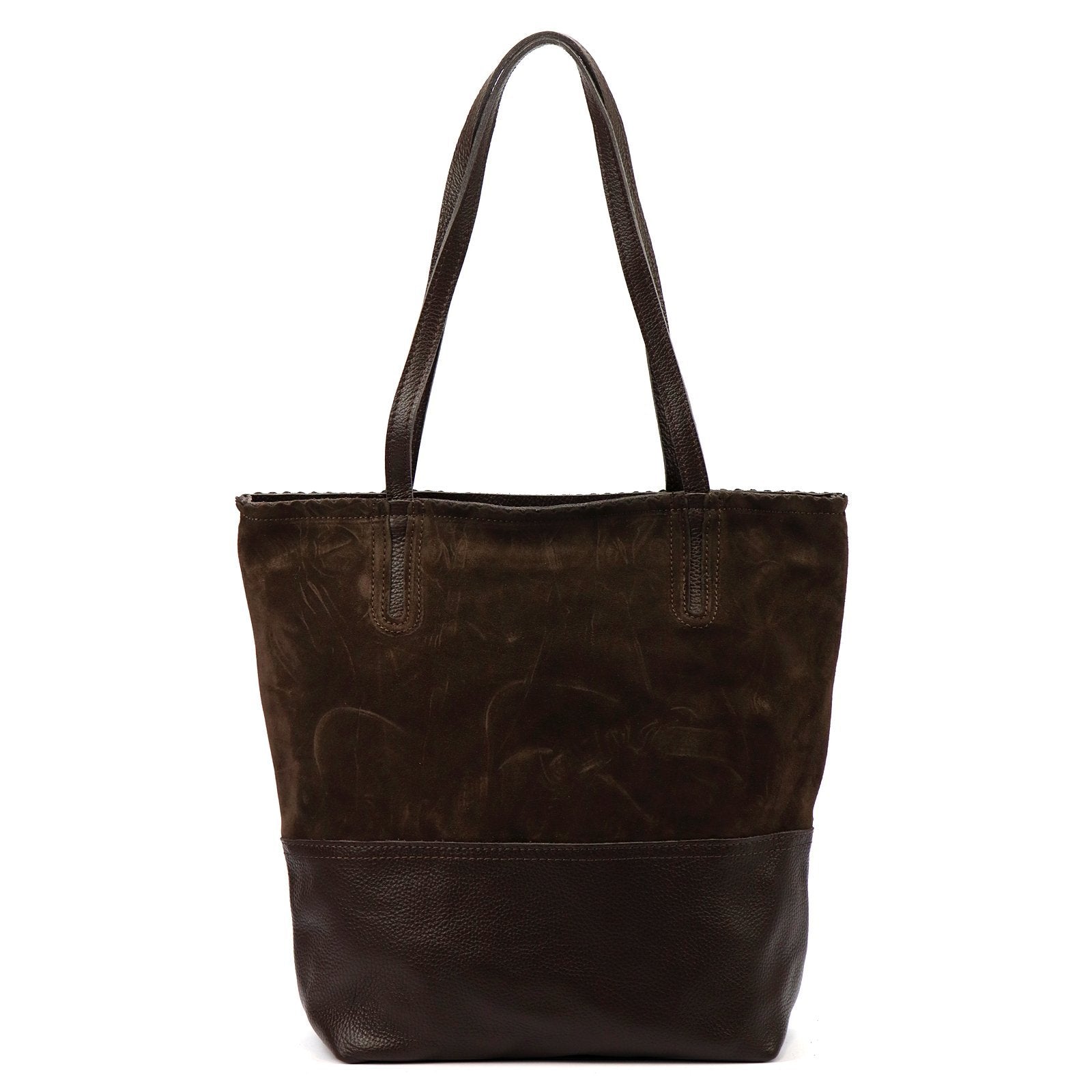 Moteriška didelė odinė shopper tipo rankinė Luka, tamsiai ruda, A4