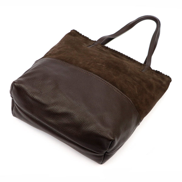 Moteriška didelė odinė shopper tipo rankinė Luka, tamsiai ruda, A4