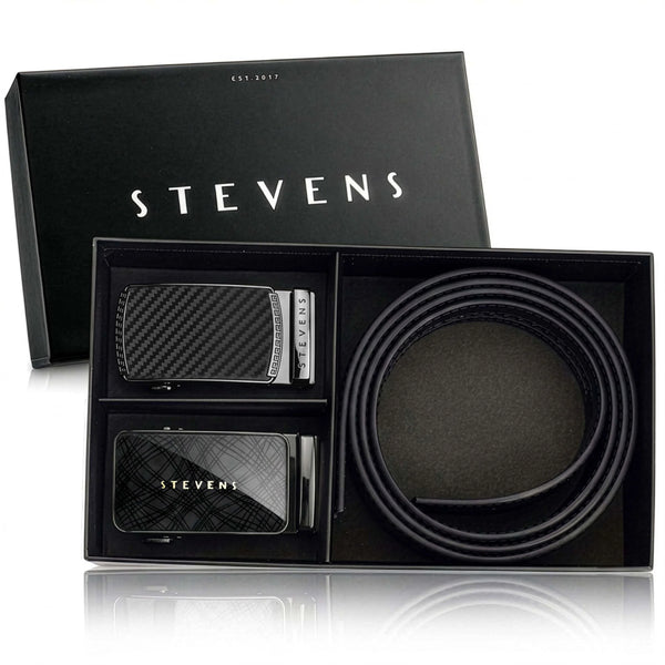 Vyriškas juodas odinis automatinis diržas STEVENS, 2 viename D39735