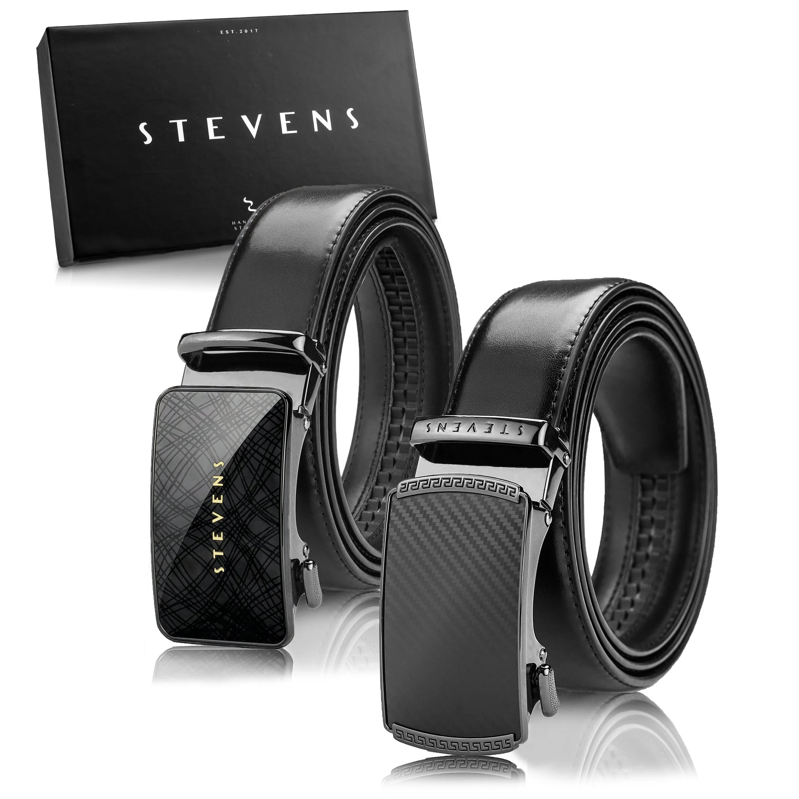 Vyriškas juodas odinis automatinis diržas STEVENS, 2 viename D39735