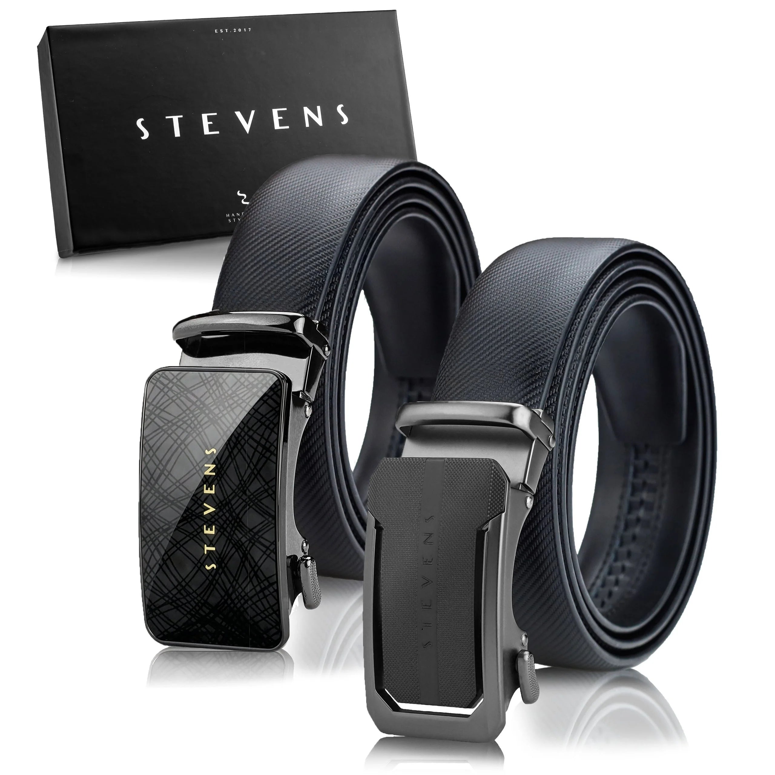 Vyriškas odinis diržas su automatinėmis sagtimis STEVENS, juodas 2 viename D39752