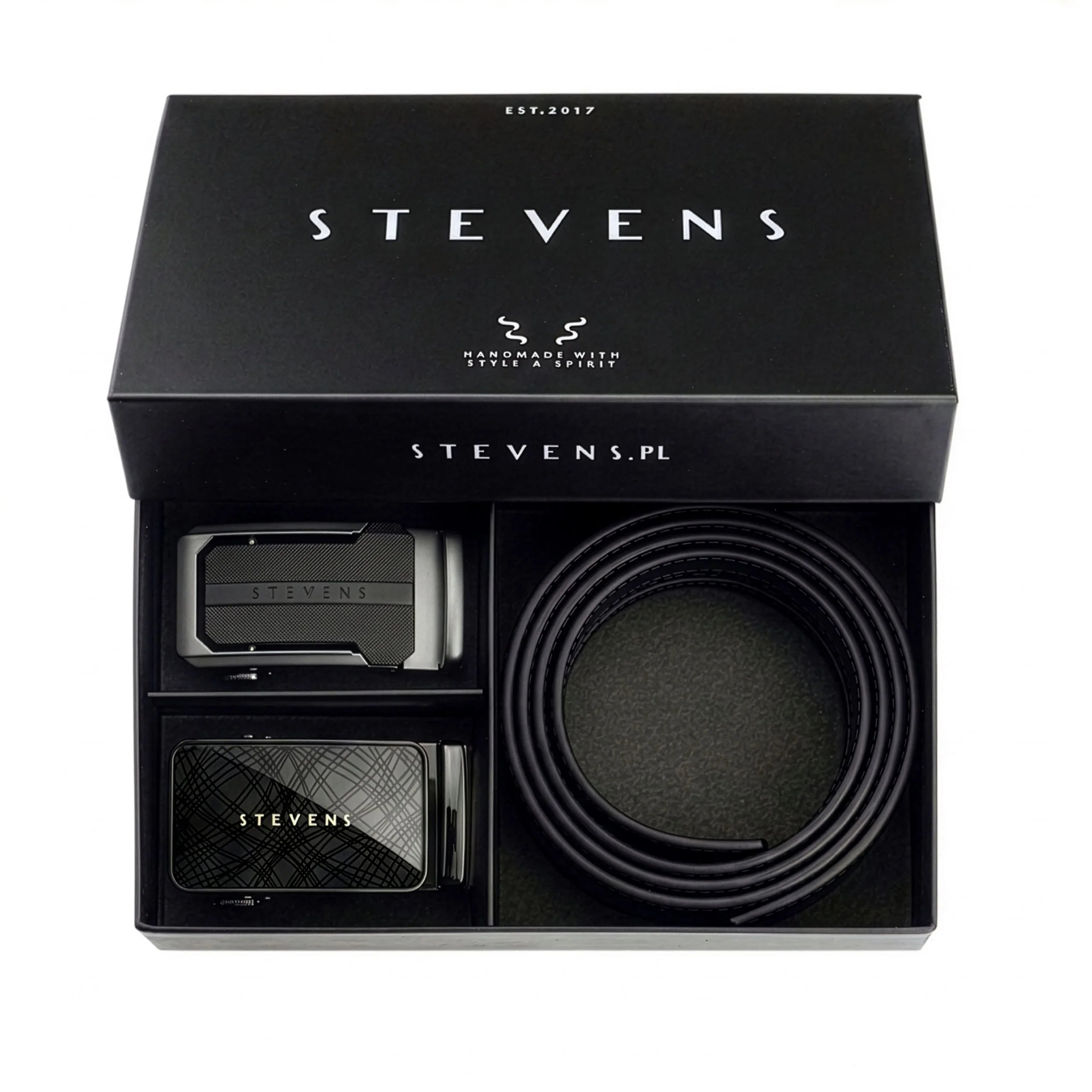 Vyriškas odinis diržas su automatinėmis sagtimis STEVENS, juodas 2 viename D39752