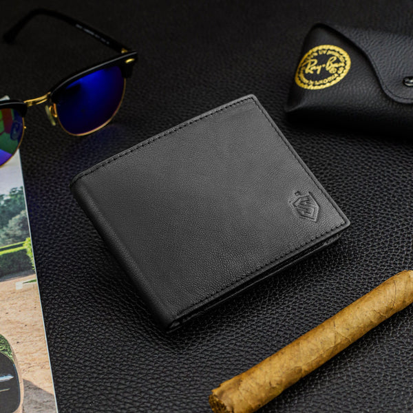 Īstas ādas vīriešu maks SLIM Stevens 84, melns S1033 