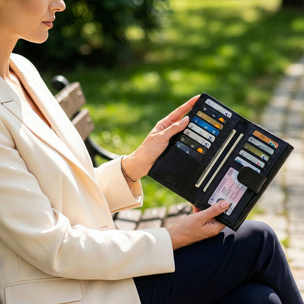 Sieviešu ādas maks Stevens, melns, RFID 210-R