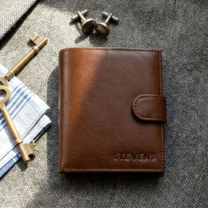Vyriška vertikali odinė piniginė su RFID STEVENS, ruda D40032