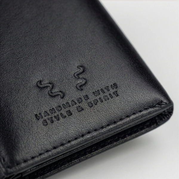 Maža plona vyriška odinė piniginė su RFID STEVENS, juoda D40033