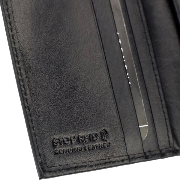 Maža plona vyriška odinė piniginė su RFID STEVENS, juoda D40033