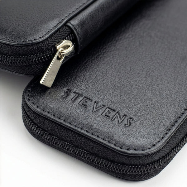 Juodas odinis dėklas rašikliams STEVENS, 10 vietų D40037