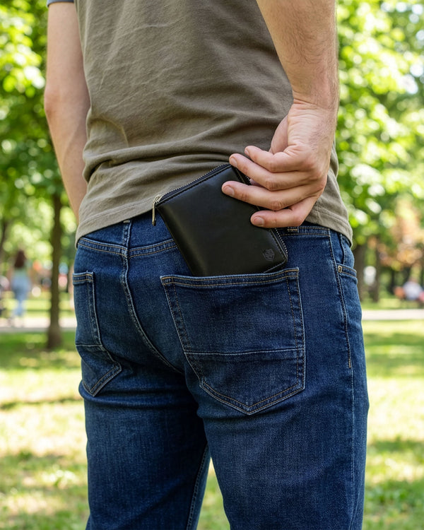 Vīriešu vertikāls ādas maks Stevens S17