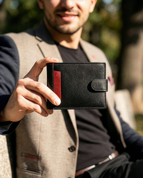 Vīriešu īstas ādas maks Stevens Z05-325A, melns N391