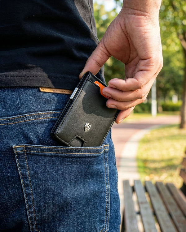 Vīriešu plāns ādas maks, karšu turētājs ar RFID F02 S18