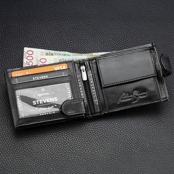 Vīriešu īstas ādas maks Stevens Z05-325A, melns N391