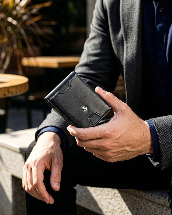 Vīriešu plāns ādas maks, karšu turētājs ar RFID F02 S18
