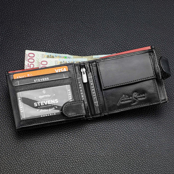 Vīriešu īstas ādas maks Stevens Z06-325A, melns