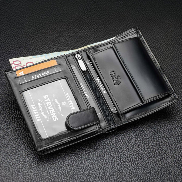 Vīriešu ādas maks Stevens Z03-326, melns S183