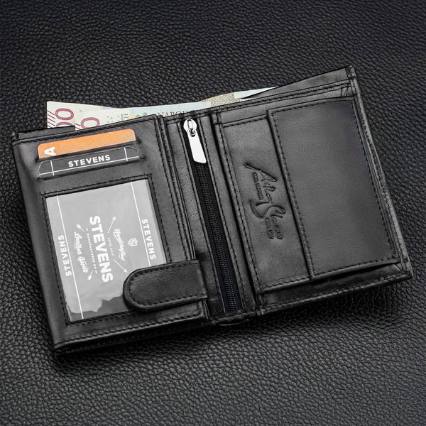 Vīriešu ādas maks Stevens 326 Carbon, melns S188