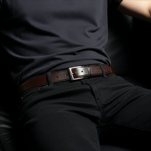 Vīriešu ādas josta Pierre Cardin FWJX5, melna