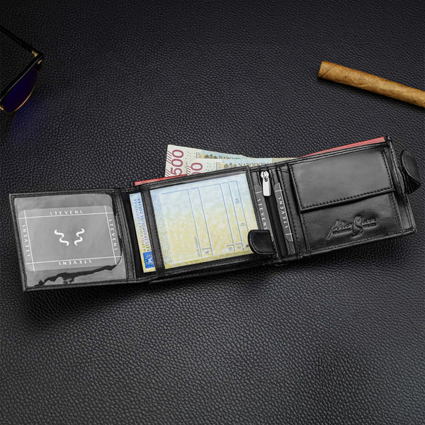 Vīriešu īstas ādas maks Stevens Z06-325A, melns