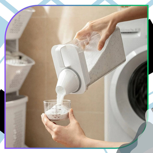 Universalus laikymo indas 1800 ml su dozatorium ir matavimo puodeliu, skaidrus