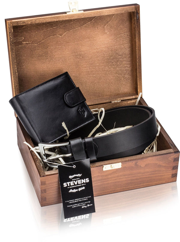 STEVENS dāvanu komplekts - maks un josta koka dāvanu kastītē! D1 