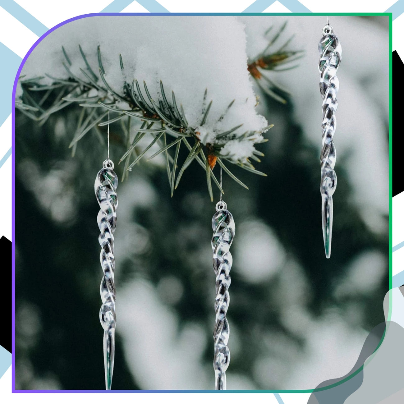 Ziemassvētku ledus lāstekas, caurspīdīgas — 12 gab., 13 cm.