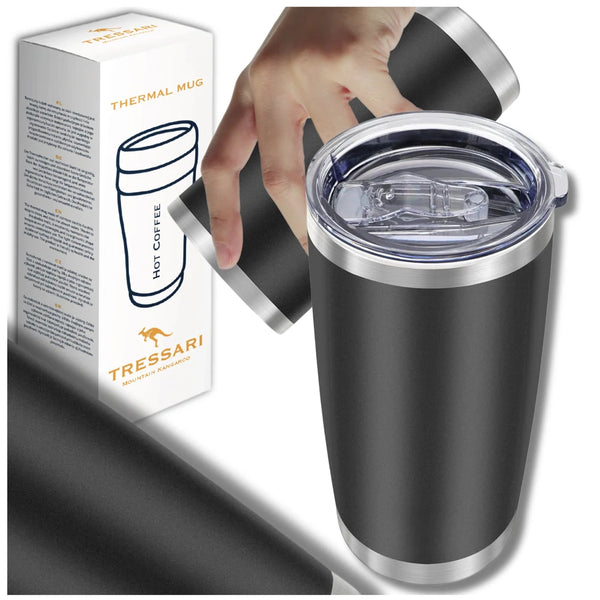 Termokrūze, melna, 600 ml, nerūsējošā tērauda