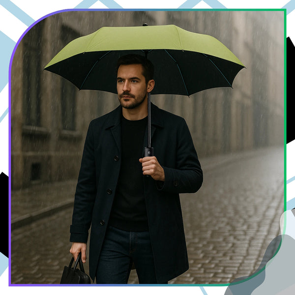 Automātisks zaļš lietussargs pret sauli un lietu