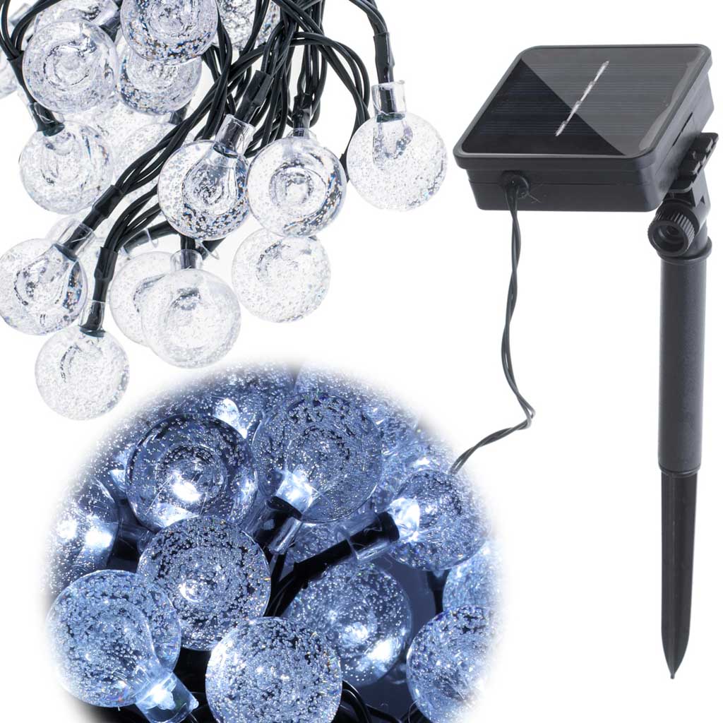 Dārza saules virtene, 7 m, 50 LED, auksti balta