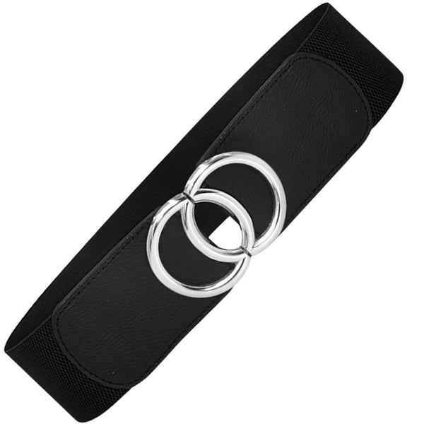 Platus juodas elastingas suknelės diržas 6 cm D17