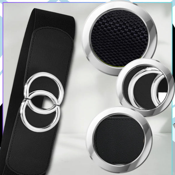 Platus juodas elastingas suknelės diržas 6 cm D17