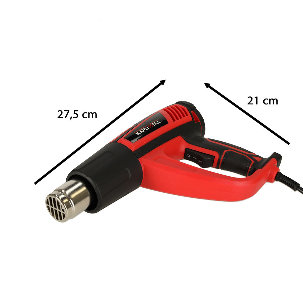 KAFUWELL elektriskais karstā gaisa pūtējs ar temperatūras kontroli 0-600°C, 1850W
