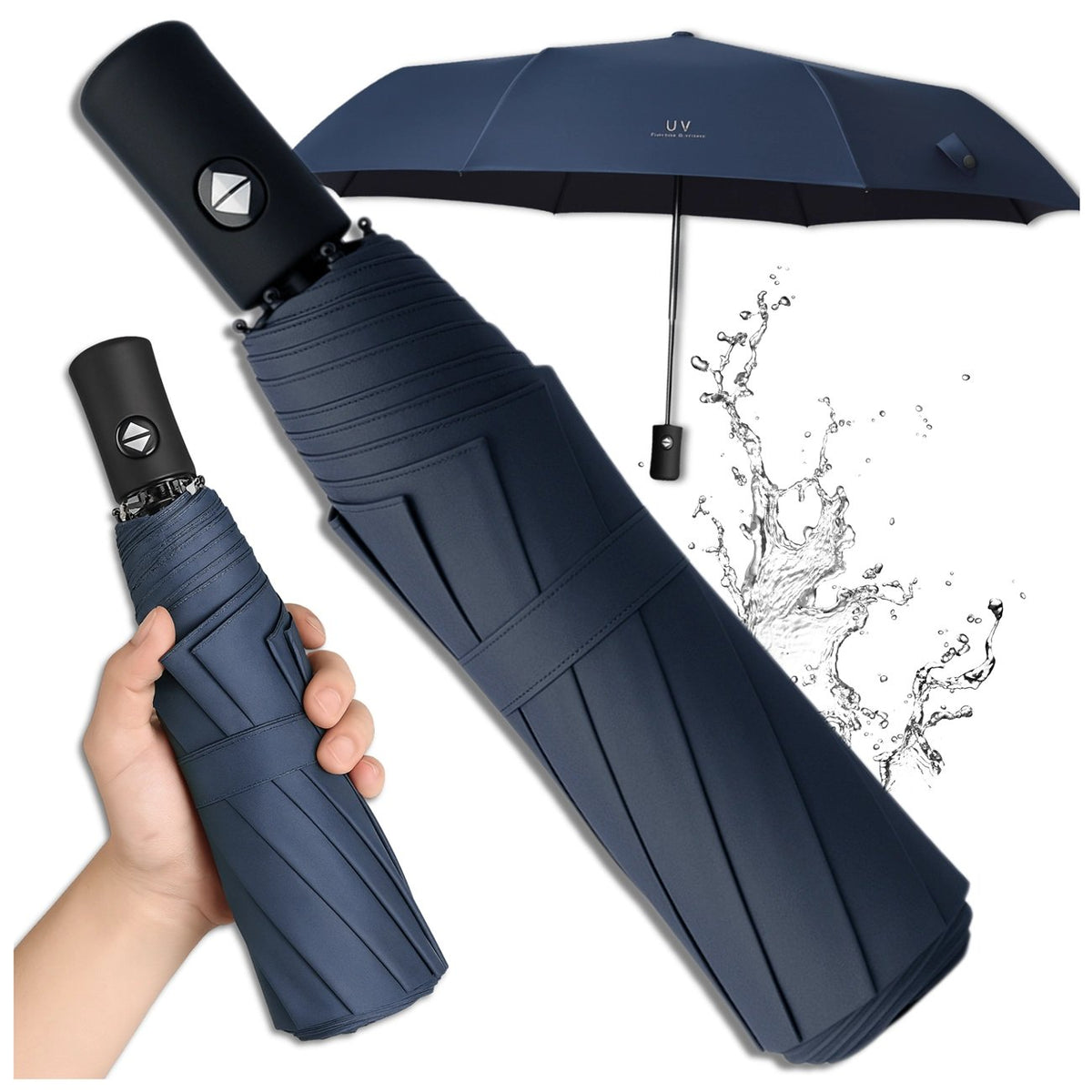 Sulankstomas automatinis skėtis Blue & Jewelry, 110 cm